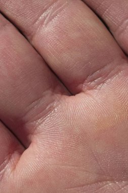 Erkek beyaz bir adamın elinin ve parmaklarının makro ayrıntıları..