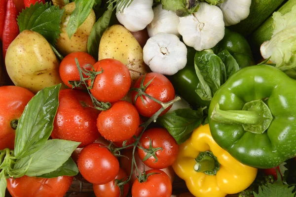 Taze çiğ sebze için yakın sağlıklı. (temiz diyet ve sağlıklı organik gıda kavramı yeme)