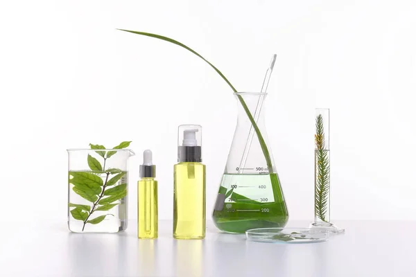 Natuurlijk schoonheidsproduct cosmetica met kruideningrediënten, close-up — Stockfoto