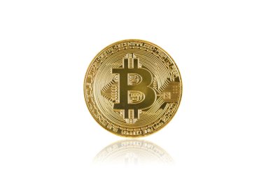 Golden bitcoin(Digital currency) isolated on white background. (