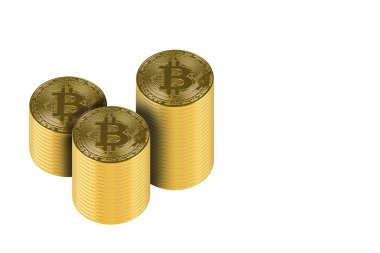 Golden bitcoin(Digital currency) isolated on white background. (