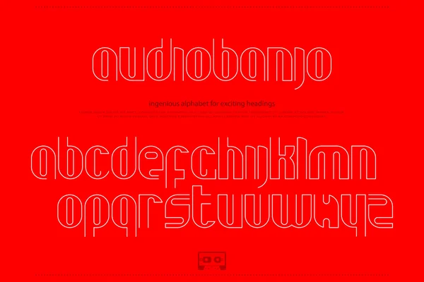 Conjunto de letras de alfabeto con estilo aislado sobre fondo rojo. vector contemporáneo, tipo de fuente de línea delgada. diseño de carácter moderno, contorno. composición tipográfica decorativa — Vector de stock