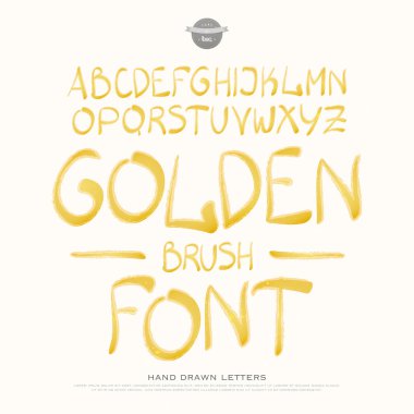 Beyaz arka plan üzerinde izole boya fırçası stil alfabesinde geçerli olan harfleri. vektör altın fırça yazı tipi. suluboya hat karakter tasarımı. dizgi el yazısı, dekoratif