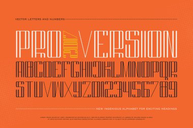 yüksek stil Alfabe harf ve rakam koyu arka plan üzerinde izole. vektör yazı tipi türü tasarımı. ince çizgi yazı sembolleri. dizgi şık, uzun boylu. başlıkları yazı şablonu