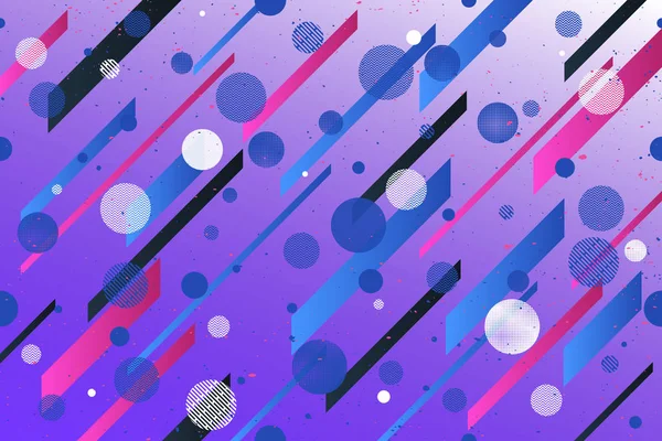 Abstraits, cercles blancs et rayures colorées sur fond violet. vecteur modèle de papier peint dynamique. fond de design actif. mise en page des cartes de visite vectorielles — Image vectorielle