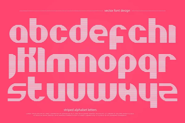 Conjunto de letras vibrantes del alfabeto aisladas sobre fondo rosa. vector contemporáneo, tipo de fuente redonda. diseño de carácter moderno y rayado. composición tipográfica dinámica — Archivo Imágenes Vectoriales