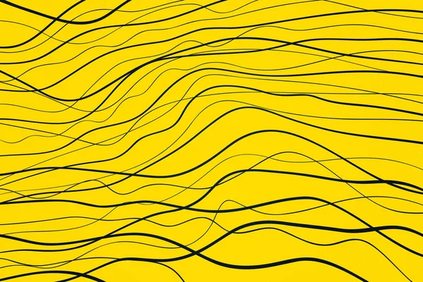 Motif d'ondulation abstrait avec des lignes fluides et des vagues jaunes. veines de feuilles vectorielles texture papier peint. décor de fond de filament décoratif. impression textile vectorielle — Image vectorielle