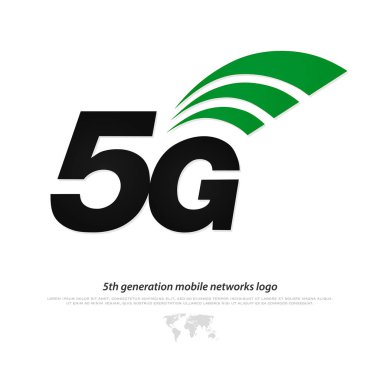 Yeni 5nci nesil mobil logo ağ. vektör 5 g simgesi beyaz arka plan üzerinde izole. yüksek hızlı bağlantı kablosuz sistemler işareti. Telekomünikasyon standartları daha hızlı Internet bağlantısı 