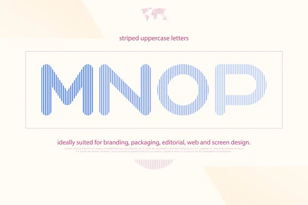 最小的字母。矢量字体类型设计。现代、 条纹字母"M、 N、 O、 P"符号。抽象，标志排版。装饰字体模板 — 图库矢量图片