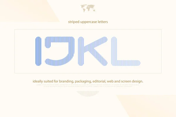 Buchstaben des modernen Markenalphabets. Vektor-Schriftart-Design. zeitgenössische, gestreifte Buchstaben "i, j, k, l" Symbole. abstrakte Schrift, Schriftzüge. minimale, dekorative Schrift — Stockvektor