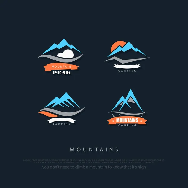 Ícones de montanhas altas — Vetor de Stock