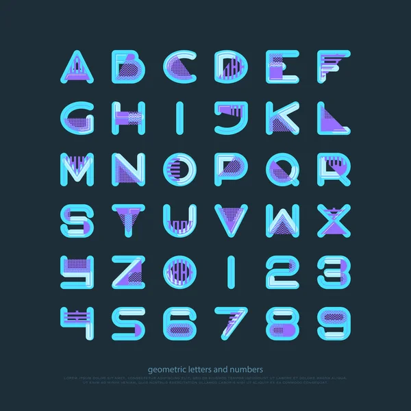 Letras y números del alfabeto de estilo geométrico — Vector de stock