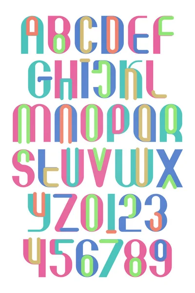 Letras y números coloridos del alfabeto — Vector de stock