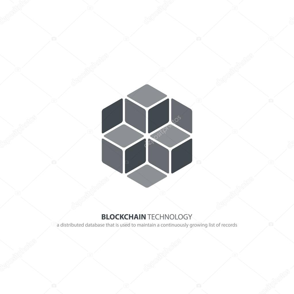 Blockchain technology icon. vector smart contract block symbol. decentralized transactions logo design. crypto currencies network logotype