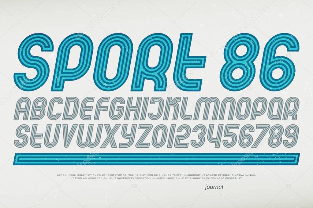 sport style alphabet letters and numbers