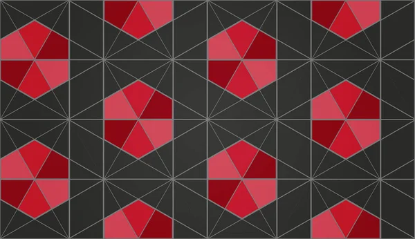 Naadloze patroon met rode zeshoek vormen sieraad — Stockvector