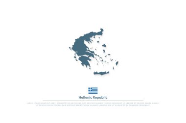 Yunan Cumhuriyeti harita ve Yunan resmi bayrağı simgeleri izole