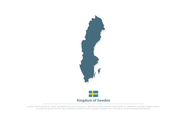 Reino de Suecia mapa aislado e icono oficial de la bandera — Vector de stock