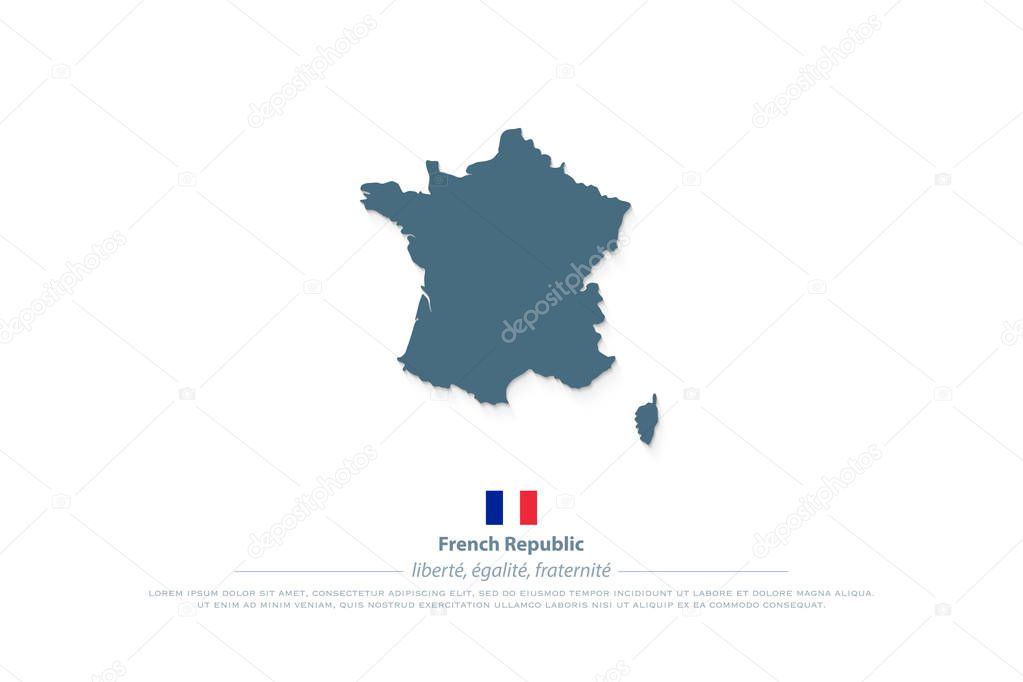 French Republic map and official flag icon. vector France political map logotype