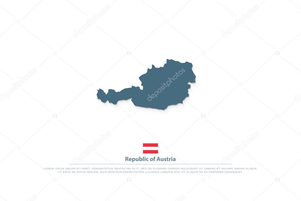 Republic of Austria isolated map and official flag icons