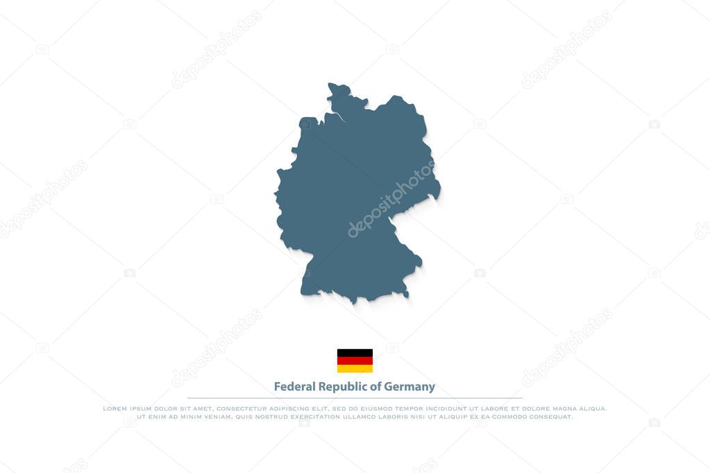 Federal Republic of Germany map and official flag icon