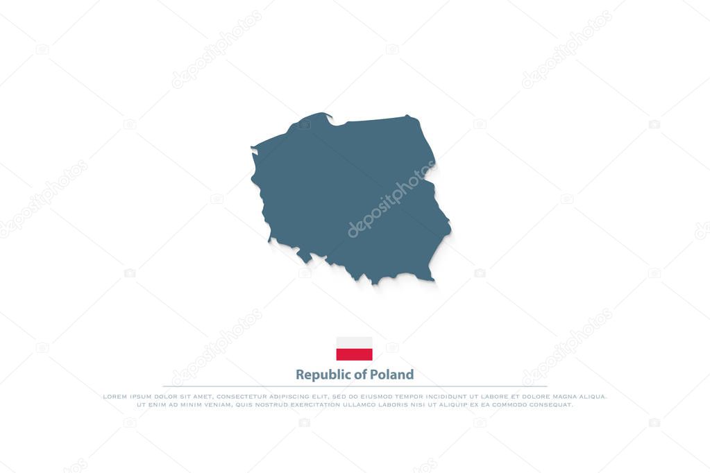 Republic of Poland isolated map and official flag icons. vector Polish political map illustration. European country geographic logo
