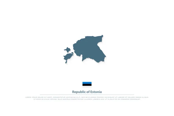 Carte isolée de la République d'Estonie et icône officielle du drapeau — Image vectorielle