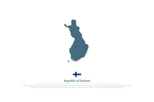 República de Finlandia mapa aislado e iconos oficiales de la bandera — Vector de stock