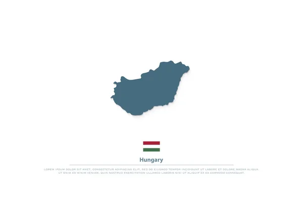 Mappa isolata della Repubblica di Ungheria e icone ufficiali della bandiera. vettore territorio ungherese — Vettoriale Stock