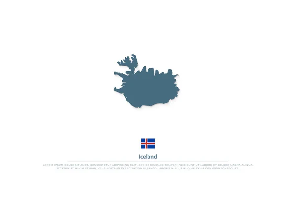 Mappa isolata della Repubblica d'Islanda e icone ufficiali della bandiera — Vettoriale Stock