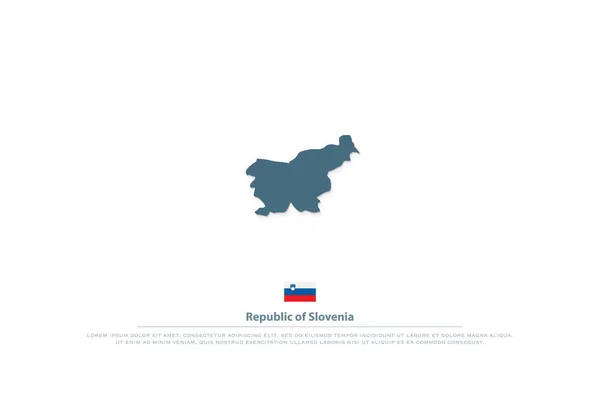 Slovenya Cumhuriyeti harita ve resmi bayrak simgesi izole — Stok Vektör
