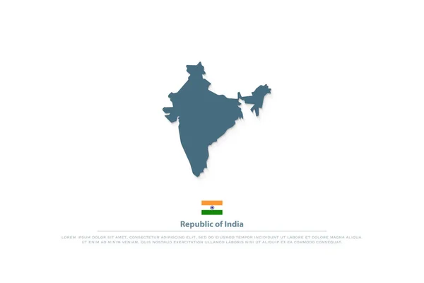 Republiek India geïsoleerd kaarten en officiële vlag, pictogram — Stockvector