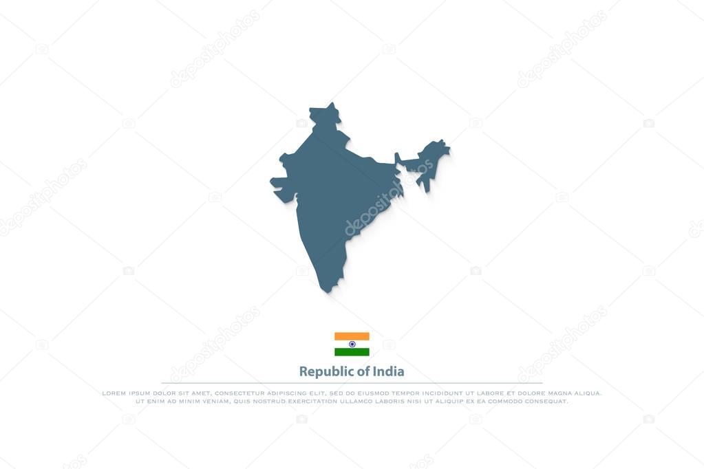 Republic of India isolated maps and official flag icon