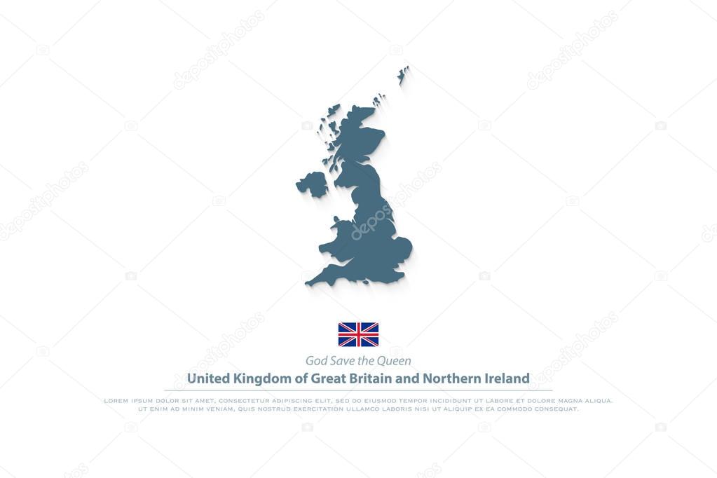 United Kingdom of Great Britain and Northern Ireland map and official flag icon. vector British logo. EU geographic banner template. business and travel logotype