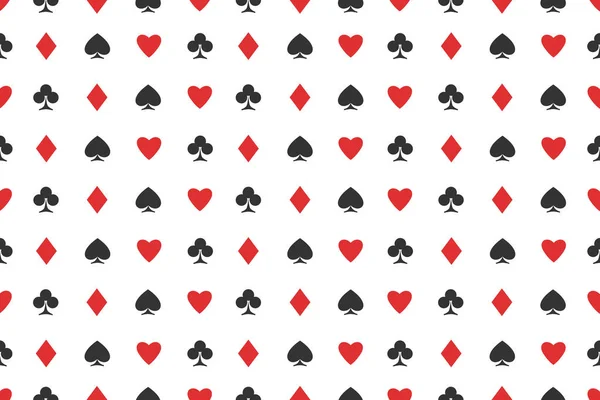 Modèle sans couture des costumes de cartes à jouer sur blanc — Image vectorielle
