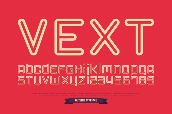 Contorno stile alfabeto lettere e numeri. vector, contour font type design — Vettoriale Stock