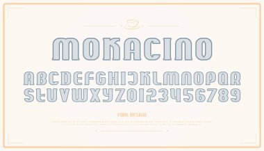 Vintage tarzı Alfabe harf ve sayı. vektör, kontur yazı tipi