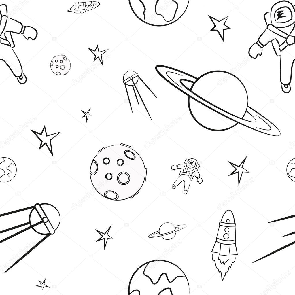 Space seamless background of space. Vector illustration eps 10.