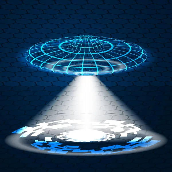 Vektor Elvont Háttér Technológia Jövő Lézeráramlás Űrhajó Hologramja Fény — Stock Vector