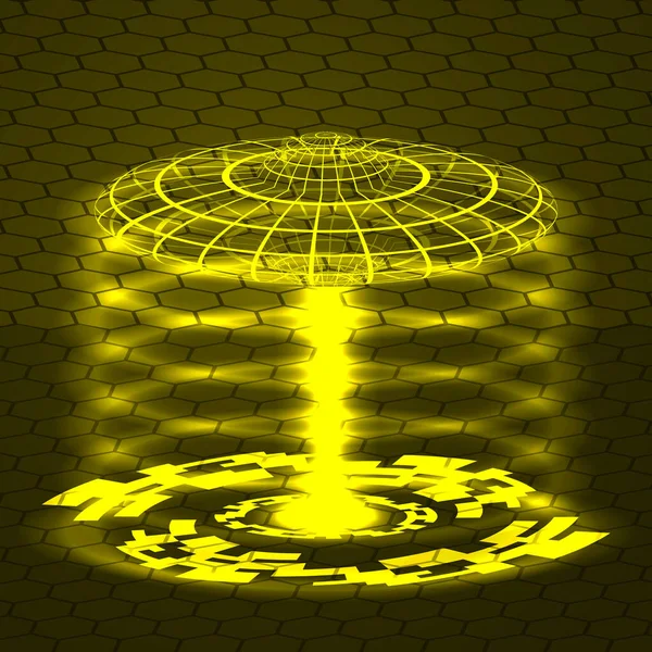 Technologie Fond Abstraite Vectorielle Futur Flux Laser Hologramme Vaisseau Spatial — Image vectorielle