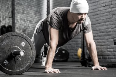 Pushup workout in gym