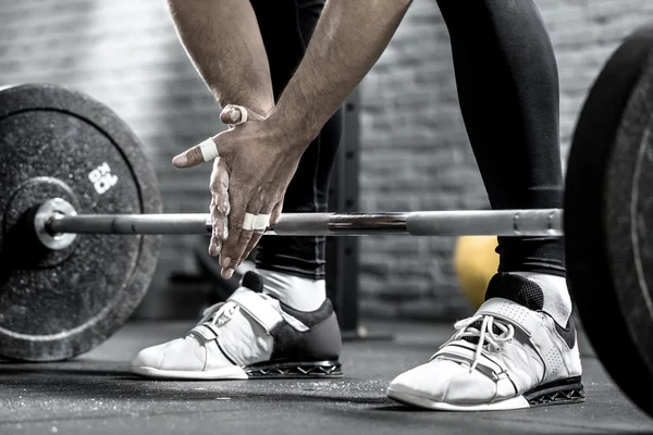 Gros plan sur la séance d'entraînement Barbell — Photo