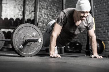 Pushup workout in gym
