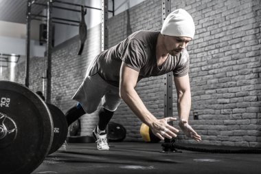 Pushup workout in gym