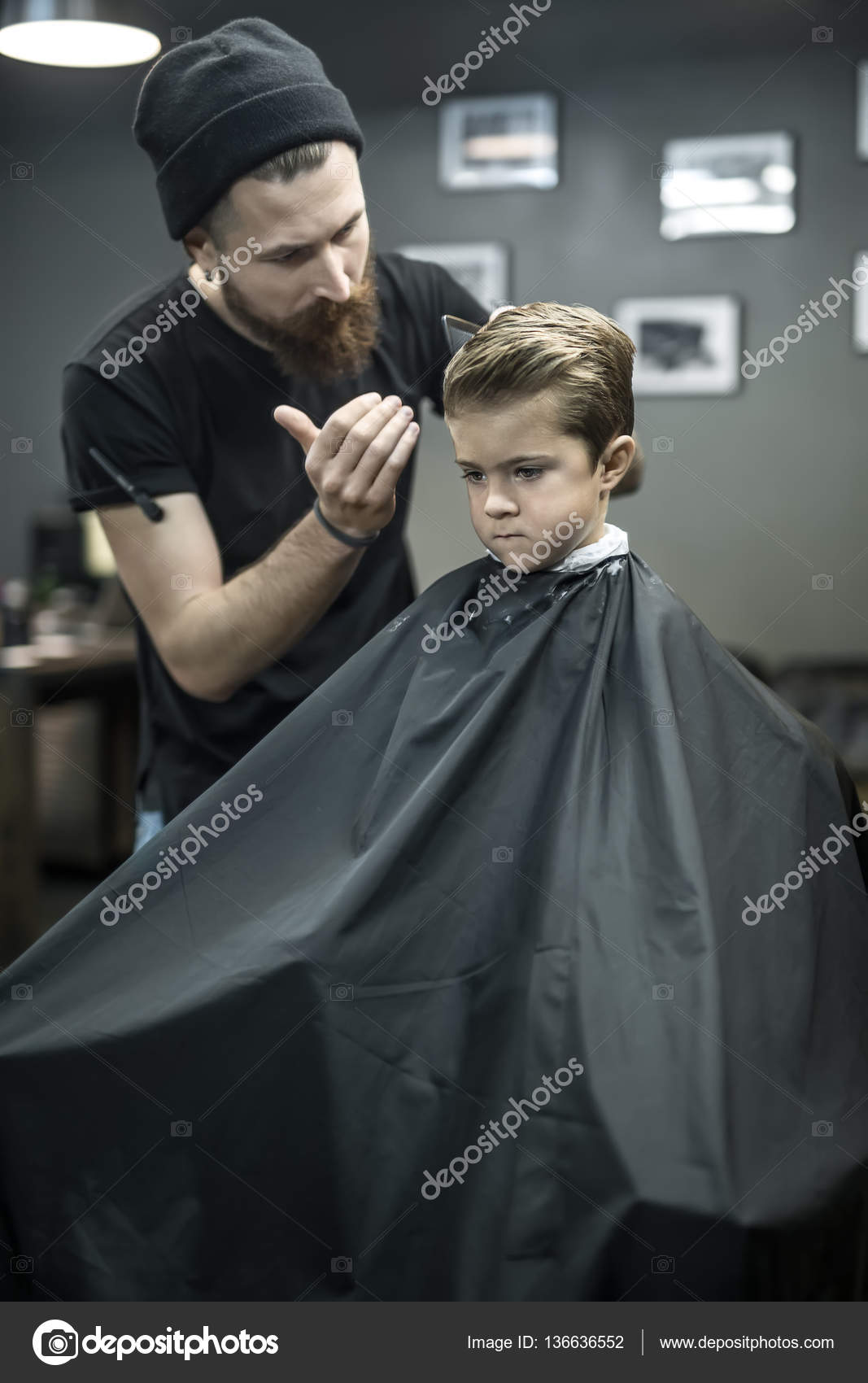 Kids Hair Styling In Barbershop Stock Photo C Bezikus