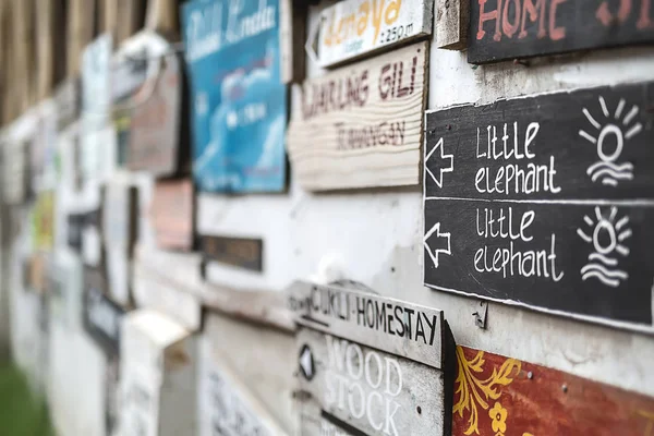 Wall with signboards — Stock Photo, Image