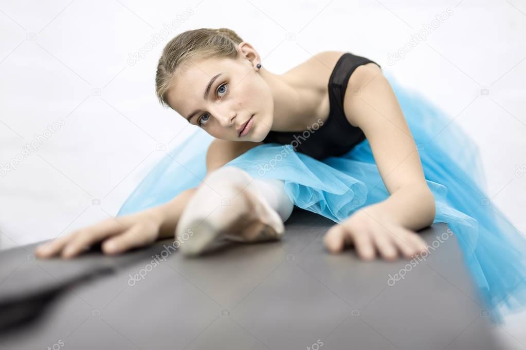 Ballerina posing in studio