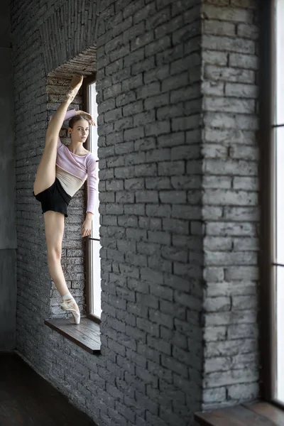 芭蕾舞演员在演播室摆姿势 — 图库照片