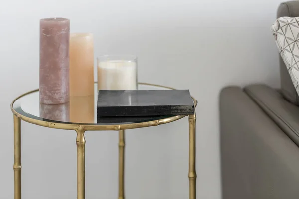 Metal table with glass top — Stock Photo, Image