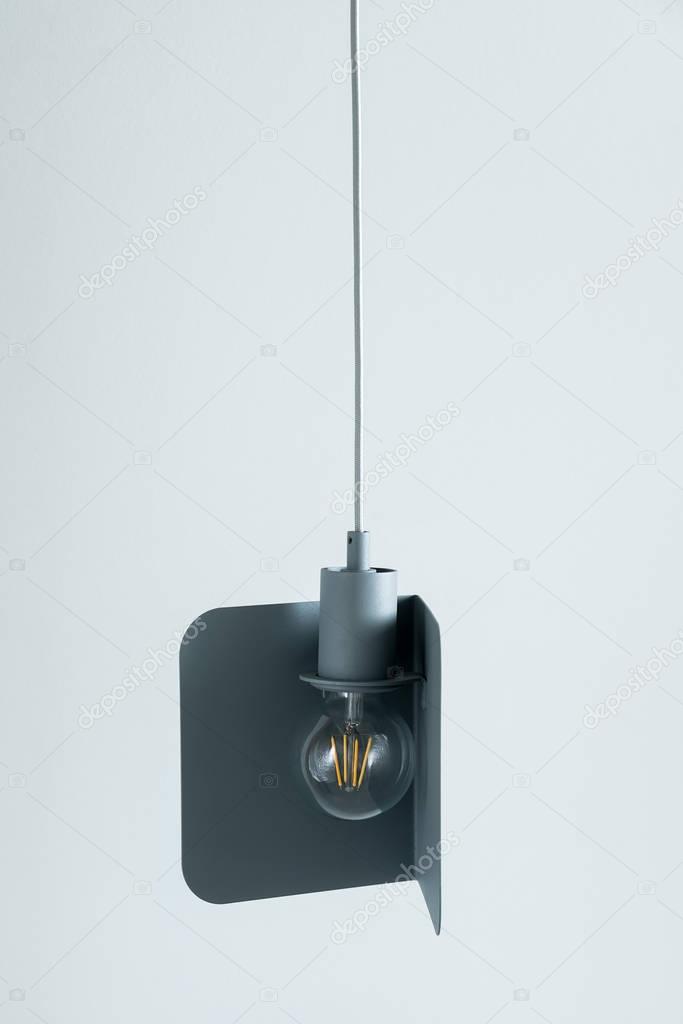 Hanging metal gray-blue edison lamp